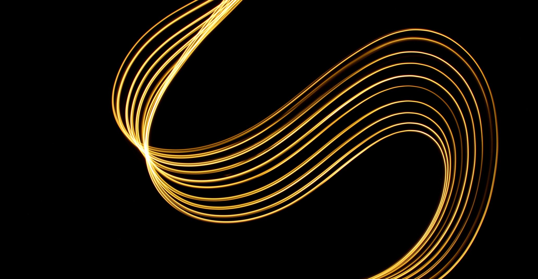 Gold Light Painting Photograph, swirls and loops